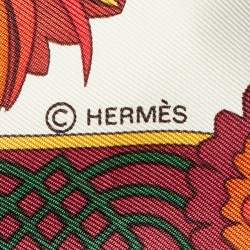 Pre Owned Hermes Maroon Decoupages Silk Scarf