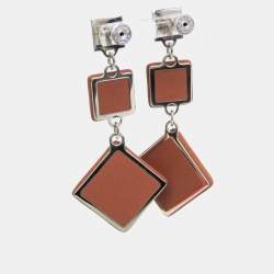 Pre Owned أقراط هيرمس ميدور غاين GM جلد، معدن بني