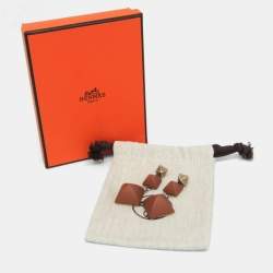 Pre Owned أقراط هيرمس ميدور غاين GM جلد، معدن بني