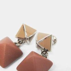 Pre Owned أقراط هيرمس ميدور غاين GM جلد، معدن بني