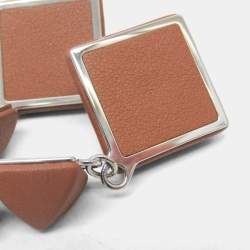 Pre Owned أقراط هيرمس ميدور غاين GM جلد، معدن بني