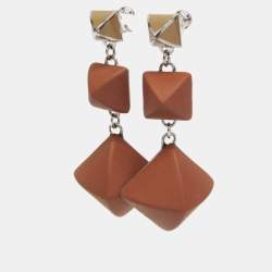 Pre Owned أقراط هيرمس ميدور غاين GM جلد، معدن بني