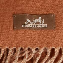 Pre Owned Hermès Orange Casaque Grand Mors Cashmere Muffler