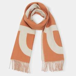 Pre Owned Hermès Orange Casaque Grand Mors Cashmere Muffler