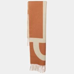 Pre Owned Hermès Orange Casaque Grand Mors Cashmere Muffler