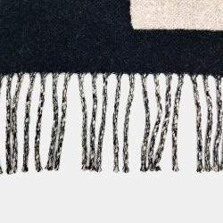 Pre Owned Hermes cashmere Black grey muffler