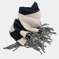 Pre Owned Hermes cashmere Black grey muffler