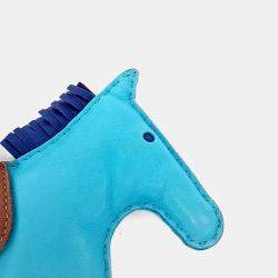 Pre Owned Hermes Leather Sky Blue Rodeo Bag Large