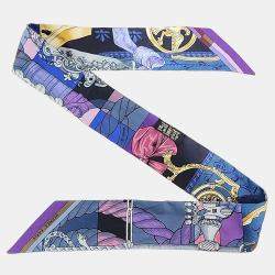 Pre Owned Hermes Blue, Multicolor Silk Twilly