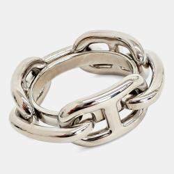 Pre Owned Hermes Silver Scarf Ring