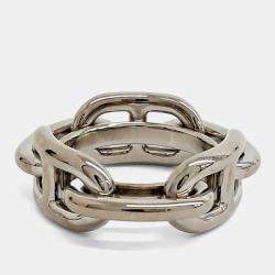 Pre Owned Hermes Silver Scarf Ring
