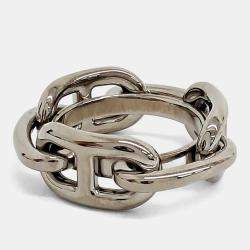 Pre Owned Hermes Silver Scarf Ring