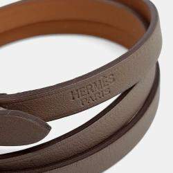 Pre Owned Hermes Brown Leather Harpy 3 Strap Bracelet