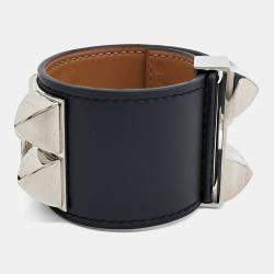 Pre Owned Hermes Black Leather Collier de Ciens Bracelet