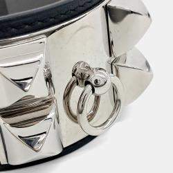 Pre Owned Hermes Black Leather Collier de Ciens Bracelet