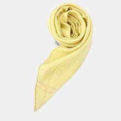 Pre Owned Hermes Cashmere Silk Yellow Rosangi Scarf