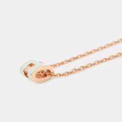 مملوكة مسبقًا Hermes Pop Ash Necklace Size Mini Vertpeppermint Gold Plated Lacquer
