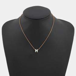 مملوكة مسبقًا Hermes Pop Ash Necklace Size Mini Vertpeppermint Gold Plated Lacquer
