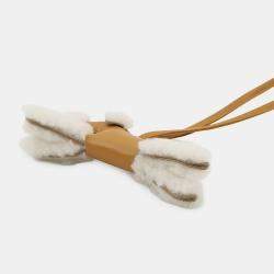 Pre Owned Hermes Buddy Bag Charm Ecru/Sesame Mouton Lambskin