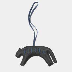 Pre Owned Hermes Rulu Bag Charm Black/Blue Saphir Lambskin