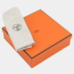 Pre Owned Hermes Bandouliere Maxi Quadrille Chai/Nata/Blue Plume/Gold Canvas Swift Leather Size 27.6"