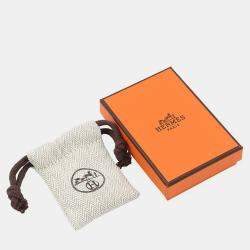 Pre Owned Hermes Olymp Earrings Size Pm Silver Metal Epsom