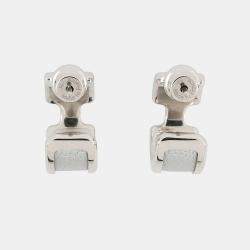 Pre Owned Hermes Olymp Earrings Size Pm Silver Metal Epsom