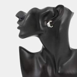 Pre Owned Hermes Olymp Earrings Size Pm Silver Metal Epsom