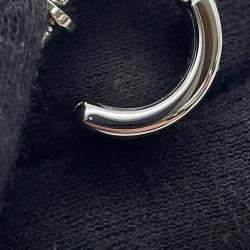 Pre Owned Hermes Olymp Earrings Size Pm Silver Metal Epsom