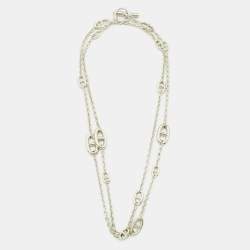 Pre Owned Hermes Farandole Sterling Silver Long Toggle Necklace