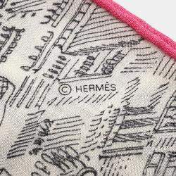 Pre Owned Hermes New Cit Cavaliere Size 140 White/Craie/Pink Cashmere70% Silk30%