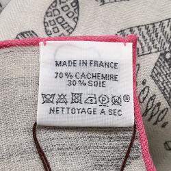 Pre Owned Hermes New Cit Cavaliere Size 140 White/Craie/Pink Cashmere70% Silk30%