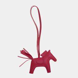 Pre Owned Hermes Rose Mexico Milo Lambskin Rodeo Charm PM