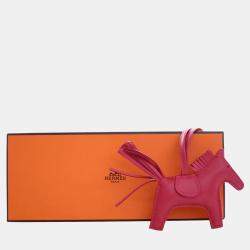 Pre Owned Hermes Rose Mexico Milo Lambskin Rodeo Charm PM