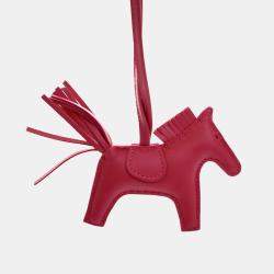 Pre Owned Hermes Rose Mexico Milo Lambskin Rodeo Charm PM