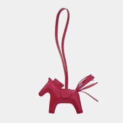 Pre Owned Hermes Rose Mexico Milo Lambskin Rodeo Charm PM