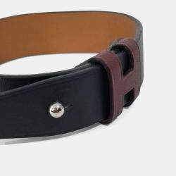 Pre Owned سوار هيرمس حزام جلدي أسود/بني