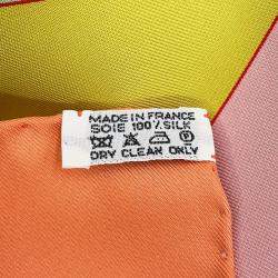 Pre Owned وشاح هيرمس كار كاري سيكستانت حرير مقاس 90 برتقالي/وردي/متعدد الألوان