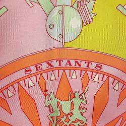 Pre Owned وشاح هيرمس كار كاري سيكستانت حرير مقاس 90 برتقالي/وردي/متعدد الألوان