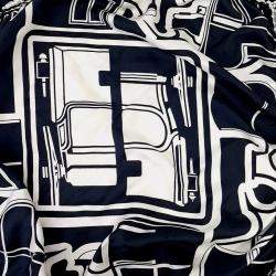 Pre Owned Hermes Coupe Tattooage Navy Blue/White Silk Scarf