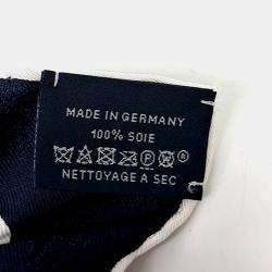 Pre Owned Hermes Coupe Tattooage Navy Blue/White Silk Scarf