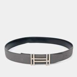 Pre Owned Hermès Grey Leather Reversible Belt (C)