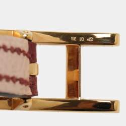 Pre Owned Hermès Behapi Pink/Red Leather Gold Tone Hardware Double Tour Bracelet S