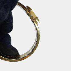 Pre Owned Hermes Clich Bangle Size Pm Black Gold Plated Enamel