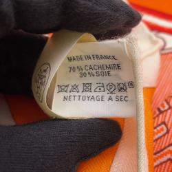 Pre Owned Hermes Giant Square Parcours Sans Faute - A Perfect Course Size 140 Orange/Corail/White Cashmere70% Silk30%