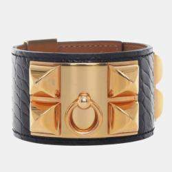 Pre Owned Hermes Collier De Chien Shiny Alligator Bracelet T2