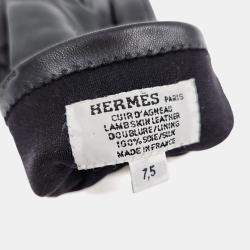 Pre Owned قفازات جلدية سوداء هيرميس