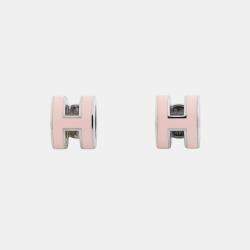 Pre Owned Hermes Pop Ash Earrings Size Mini Pink Metal Lacquer