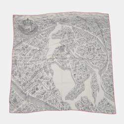 Pre Owned Hermes Giant Square Nouvelle Cit CavalliRe Size 140 White/Grease/Rose Cashmere Silk