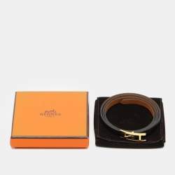 Pre Owned Hermès Behapi Black/Brown Leather Triple Tour Bracelet